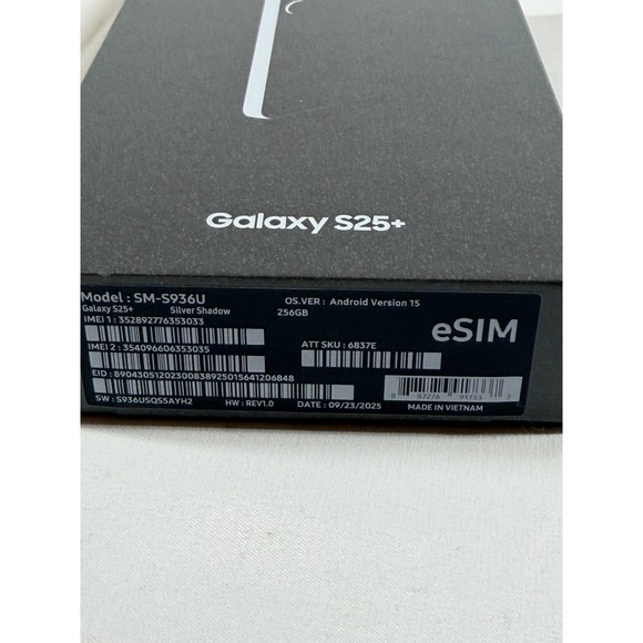 Samsung Galaxy S25+ SM S936U Silver Shadow 256GB - Box Only - Picture 3 of 6